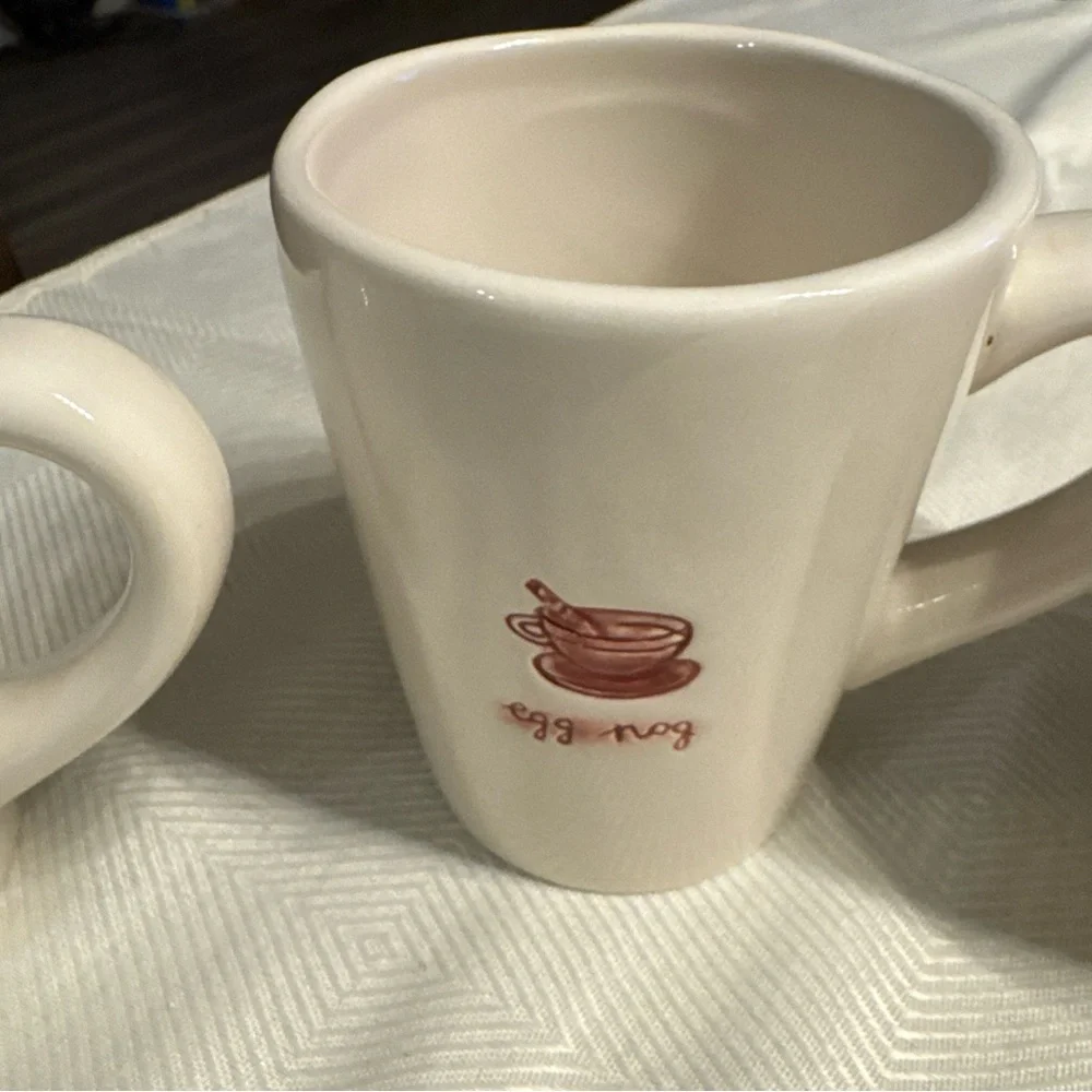 White Ceramic Mug Set with Red Accents Williams Sonoma